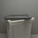 IRIS USA Airtight Dog Food Storage Container, WeatherPro, Up to 50 lbs, Removable Wheels, for Dog Cat Bird and Other Pet Food Storage Bin, Keep Fresh, Translucent Body, Made in USA, Clear/Gray