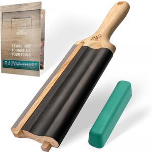 BeaverCraft LS5P1 Wood Carving Strop Wood Carving Gouge Hook Knife Sharpening Honing Tools Strop Stropping Kit Leather Paddle Strop Spoon Carving Tools Sharpening Kit Sharpener with Polishing Compound