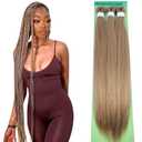 Ash Brown Blonde Braiding Hair Pre stretched Hypoallergenic Synthetic ez braid Prestretched Braiding Hair Extensions for Knotless Braids, 3 Pack