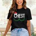 Christmas Couples Shirts Merry Christmas Couples Matching Outfits Xmas Holiday Graphic Short Sleeve Tees Top (Black, M)