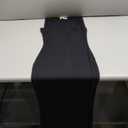 QINSEN Women's Square Neck with Lace Detail Long Maxi Dress Sleeveless Lounge Ribbed Full Length Dresses (Black, M)