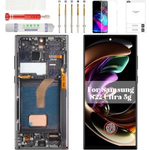 TFT for Samsung S22 Ultra 5g Screen Replacement for Samsung Galaxy S22 Ultra 5g SM-S908U LCD Screen Touch Digitizer Frame for SM-S908U1 Screen Display Black (US Version Without Fingerprint)