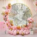 7.2ft World Map Round Backdrop Cover, Flannel Fabric Vintage Geographical Educational Adventure Circle Backdrop Cover, Chic Circular Arch Cover YMBXTPH322, 7.2X7.2ft