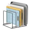 LAEMYFYRE Kitchen Organizer Rack - 4-Slot Heavy-Duty Holder for Cutting Boards,Cookware – Rust-Resistant, Space-Saving Design with Non-Slip Feet for Countertop and Cabinet Storage (1 Pack)