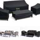 GARPROVM 4 Piece Patio Furniture Covers, Outdoor Furniture Covers Waterproof 420D Oxford Fabric Patio Set Cover for Loveseat Chairs Table, Black