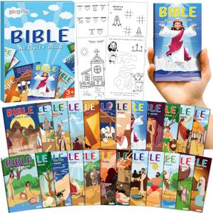 gisgfim Mini Christian Activity Books Coloring Books Kids Bible Verse Religious Party Favors Bulk Jesus Vacation Bible School Crafts Challenging Game for Kid Goodie Bags Stuffers Sunday School 72 PCS