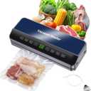 Food Vacuum Sealer Machine, 9-Level Temp Control & Built-in Cutter, Dry/Wet Stops Freezer Burn, Seals Meat/Leftovers/Sous Vide, Compact Home Kitchen (Black/Blue)