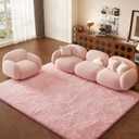 ThreadGlobe Premium Shag Area Rug 5'x8', Pink Ultra Plush Rugs for Living Room, Non-Slip Carpet for Bedroom & Nursery Rooms, Smooth Touch Luxurious Floor Decor, Pink, 5x8 Ft