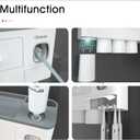 Bathroom Toothbrush Holder Wall Mounted with Automatic Toothpaste Dispenser - 5 Toothbrush Slots, 2 Drawers, No Drilling Bathroom Organizer for Toothbrushes, Toothpaste, Cosmetics, Razors - White