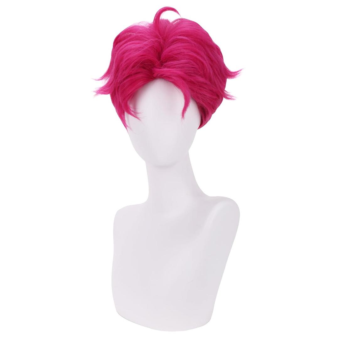 Rose Red Wigs for Boys Kids Pink Cosplay Wig Daily Halloween Costume Synthetic Wigs