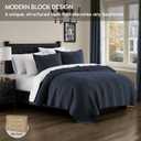palassio Navy Blue 100% Cotton Quilt King Size Bedding Sets with 2 Pillow Shams, Textured Lightweight Soft Bedspread Shabby Chic Coverlet, Quilted Comforter Bed Cover for All Season, 3 Pieces