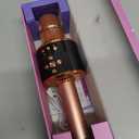 BONAOK Karaoke Microphone for Kids & Adults - Bluetooth Microphones Singing Mic with Disco Lights, Echo Effect, Built-in Speaker Portable Karaoke Player for Party Travel Gifts Q78(Rose Gold)