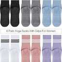 Pilates Socks Yoga Socks with Grips for Women Non Slip Barefoot Workout Crew Sock for Pregnant Ballet Dance (One Size, Blue)