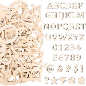 128 Pcs 5 Inch Wooden Letters for Crafts Small Wood Alphabet Letters Numbers and Symbols Unfinished Craft Letters for Painting DIY Project Wall Decor Spelling Education Homemade Crafts Party Gifts