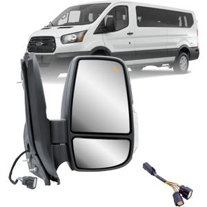 Replacement Passenger Right Side Mirror Power Mirror and Heated with BLIS (Blind Spot Sensor) and Indicator Manual Folding Fit Ford Transit 150 250 350 from 2015 to Onward