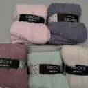 Fuzzy Socks Warm Fluffy Winter Cozy Thick Plush Slipper Sleep Comfy Crew Socks for Women & Men 5 Pairs (Medium, Pink/Grey/Green/Beige)