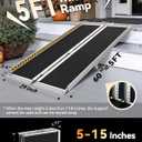 FACHNUO 5FT Portable Wheelchair Ramp for Home Steps, with Support Legs