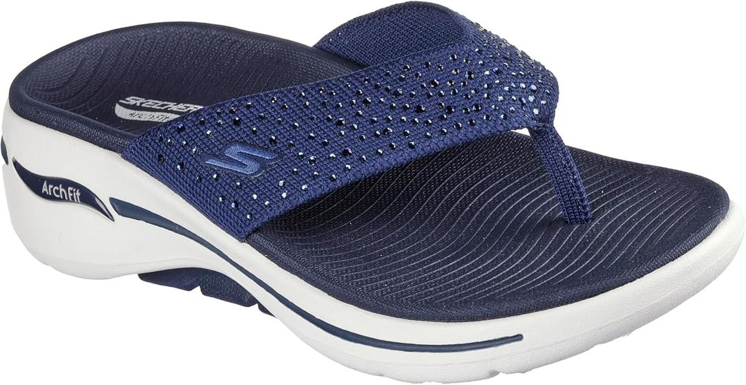 Skechers Women's Flip-Flop (5, Navy/White)