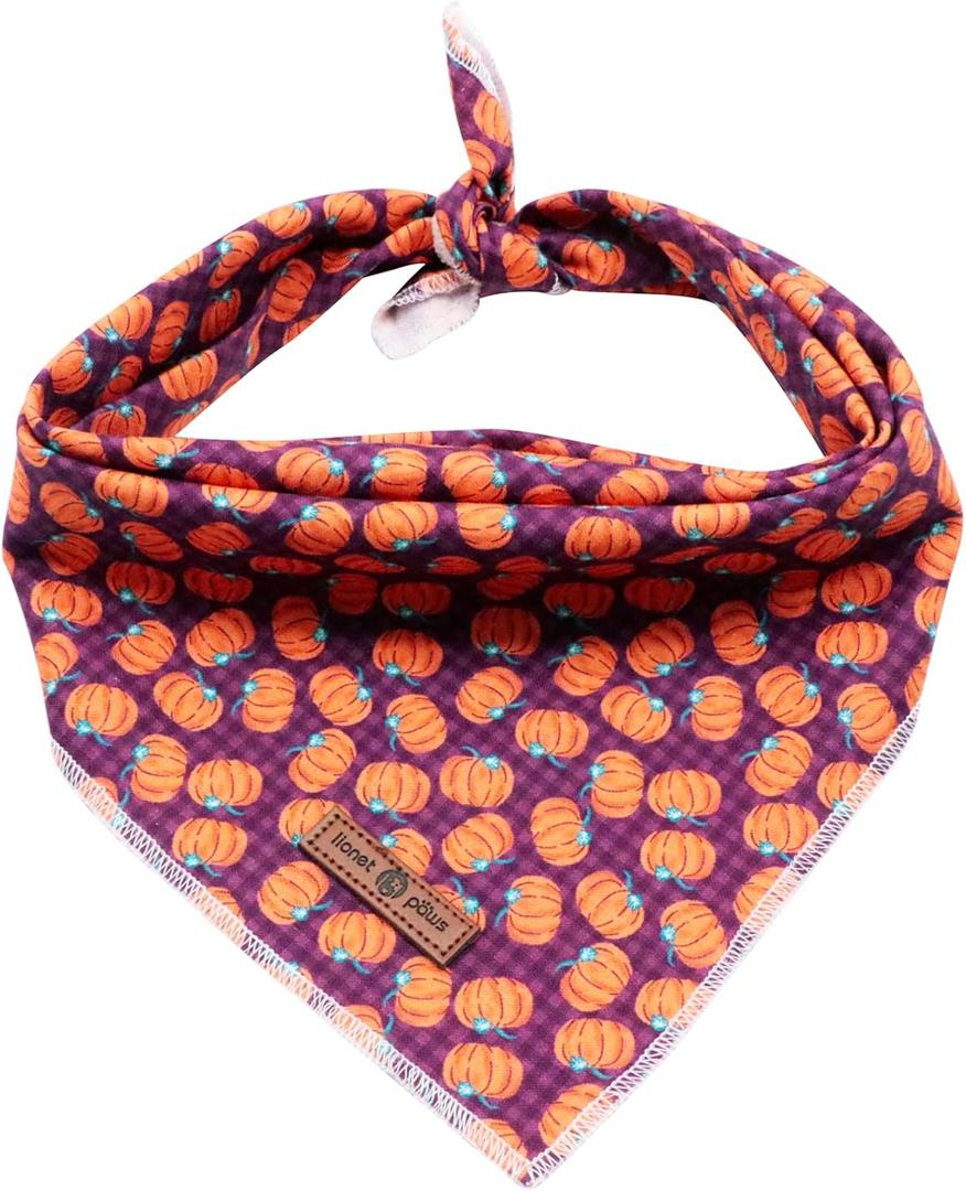 Lionet Paws Halloween Dog Bandana for Small Medium Large Dogs, Cat Dogs Kerchief Triangle Bibs Scarf Pumpkin for Girl or Boy (Small (Pack of 1))