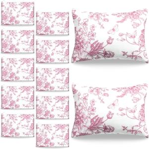 20 Pcs Floral Makeup Bags with Zipper Canvas Cosmetic Bags Bulk for Women Pencil Bag Travel Toiletry Pouch Gift for Health Nurse Mother Teacher (Pink)