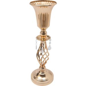DYNAMI Set of 10 20in Tall Metal Flower Stand,10 Pcs Crystal Flower Vase Candleholder Wedding Centerpiece Table Decoration for Event, Birthday, Home Decoration (Gold)