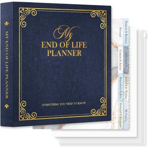 Lanpn End of Life Binder Organizer Death Planner 8.5"x11", Final Wishes & Estate Document Folder with 8 Dividers & 10 Letter Size Binder Pockets, When I Die Journal Before Death Life Plan Book, Blue