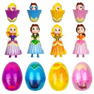 Pinkiwine 4 Pack Jumbo Princess Deformation Eggs Prefilled Easter Eggs with Toys Inside for Kids Girls Boys Easter Gifts Easter Basket Stuffers