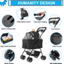 3-in-1 Pet Stroller for Small Dogs and Cats, Folding Lightweight Dog Stroller with Detachable Carrier Portable Cat Puppy Jogging Stroller with Cup Holder and Storage Basket, 4 Wheels