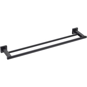 Miyili 23.6-Inch Matte Black Double Towel Bar - SUS 304 Stainless Steel Bathroom Towel Holder Rack