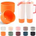 2 x 2PCS Silicone Boots for Owala FreeSip Sway 30oz, 40oz, and FreeSip Tumbler 40oz Bottles, Anti-Slip Protective Sleeve, Enhances Stability & Prevents Scratches, Orange (Orange)