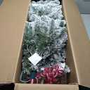 Garvee 6 Ft Artificial Christmas Tree, Pre-Lit Xmas Tree with 350 Colorful Lights & 876 Branch Tips, Snow Flocked Xmas Tree with Foldable Metal Stand, Full & Realistic Appearance for Holiday Decor