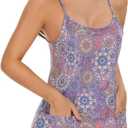 UURUN Mini Dress for Women, One Piece Sleeveless Adjustable Spaghetti Strap with 2 Pockets (M)