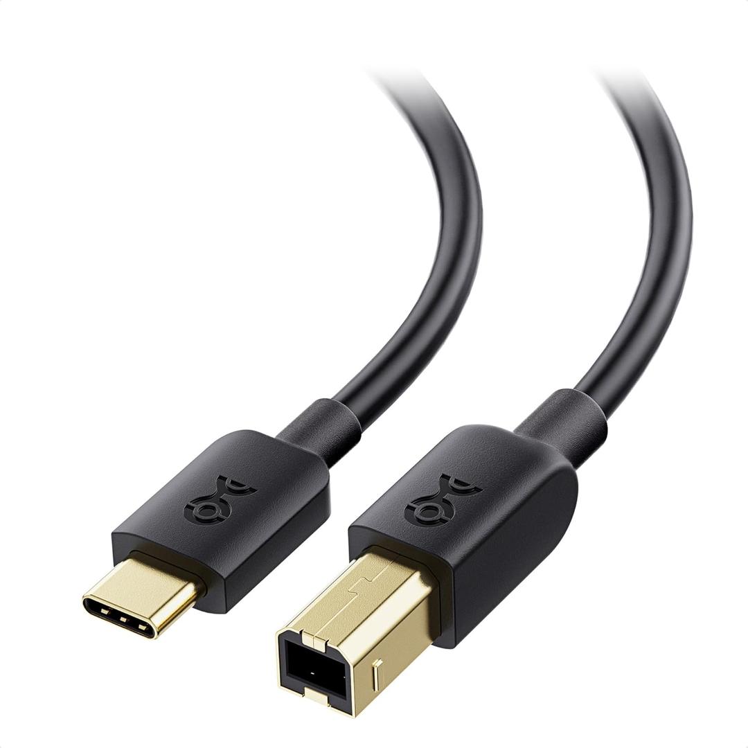 Cable Matters USB B to USB C Cable - 13.1 ft, USBC to USBB Cable, MIDI to USBC Cord, Compatible with Printer, Scanner, MIDI Controller/Keyboard/DAC/Yamaha Casio Digital Piano for iPad, Black