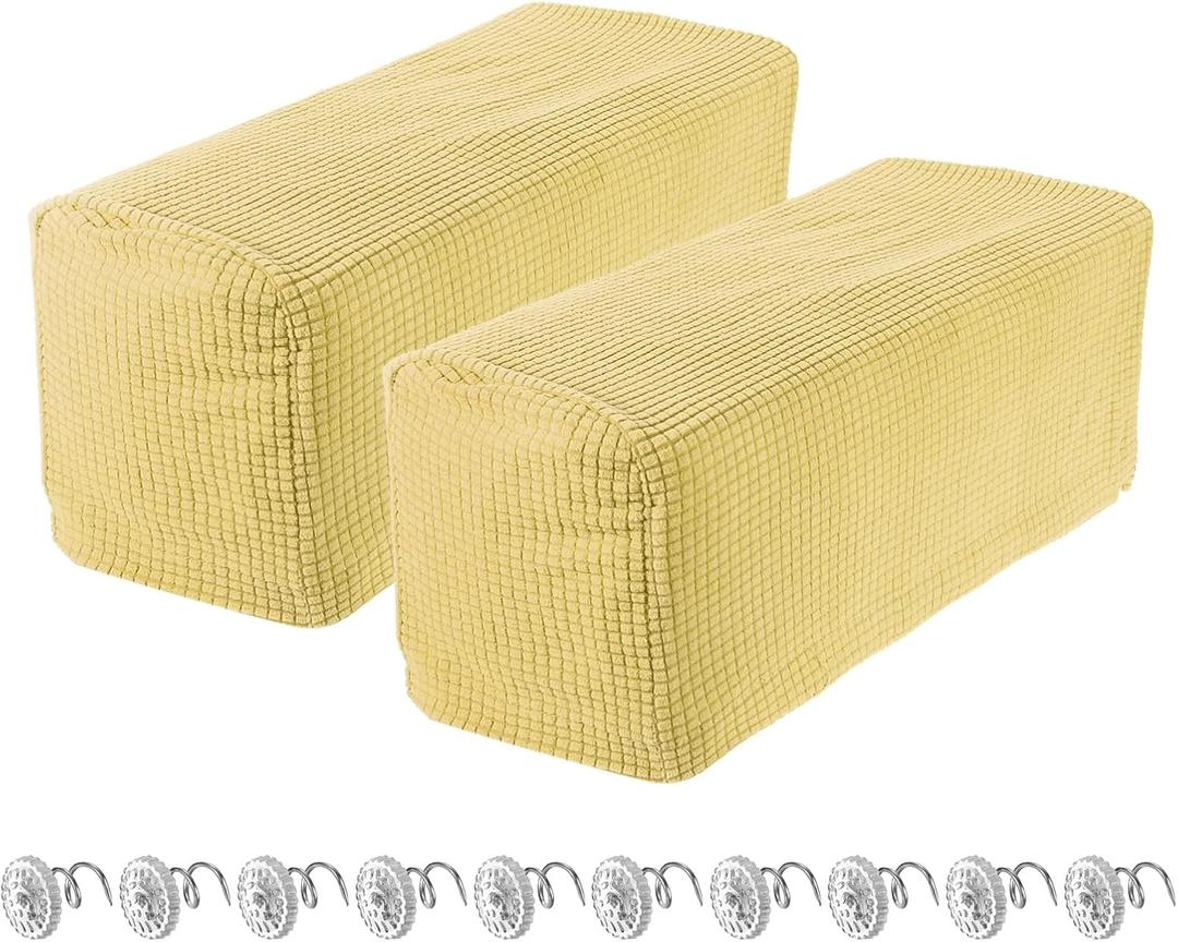uxcell 2pcs Stretch Armrest Covers for Chairs/Sofas, Couch Arm Covers with Twist Pin, Furniture Protector Slipcovers Beige