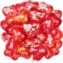 36 Pieces Heart Balloons, Happy Red Valentines Day Balloons, I Love You Foil Mylar Balloon for Special Night Party Decorations