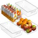 Simple Houseware 4 Pcs Kitchen Clear Bin Storage Organizer, 15" x 8" x 3.75"