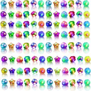 Light Up Rings, Glow In The Dark Party Supplies, 6 Style Flashing Glow In The Dark Rings (48 PCS)