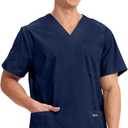 Cherokee Men's V-Neck Top Traditional fit with 4 Pockets, Ultra Soft, Durable, Fade Resistant, 2-Way Stretch Fabric - WW695 (Blue, S)