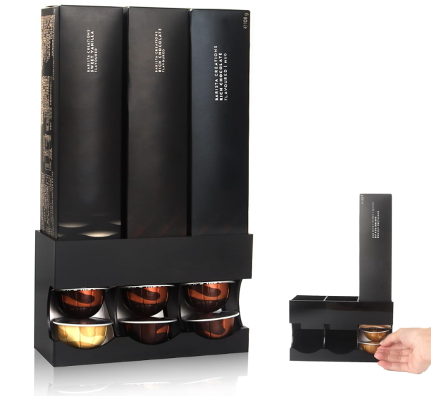 Pod Holder for Nespresso Vertuo Capsules  Wall Mount & Countertop Pod Organizer, Holds 3 Boxes of Coffee Pods, Modern Acrylic Storage for Nespresso Coffee Bar Accessories(Only Shelf)