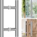 Handle, H-Shaped Shower Door Handle Replacement, For Glass and Wood Doors, 304 Stainless Steel, Brushed Nickel Finish, Easy Installation,Chamfered Edges for Safety