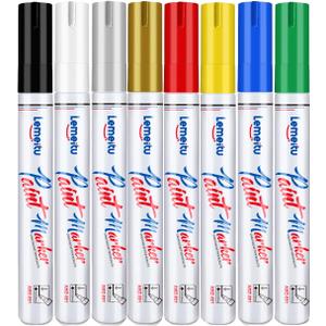 Paint Markers 8 Pack, Permanent paint markers Oil-Based Paint Pens With Medium Tips, Fast Drying and Waterproof. Suitable for Metal, Rock, Wood, Fabric, Plastic, Canvas, Mugs, Stone, Glass