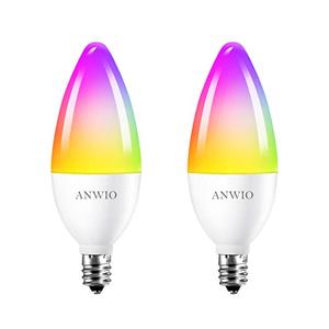ANWIO Smart Light Bulbs, Smart Candelabra LED Bulb, Smart Chandelier Light Bulbs, 4.9W (40W Equivalent) 470LM, E12 Smart Bulbs, Compatible with Alexa Google, Only 2.4GHz WiFi No Hub Required, 2 Pack
