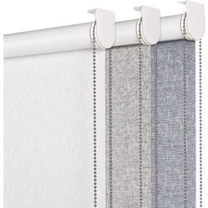 Persilux 100% Blackout Roller Shades Blinds for Windows Striped Jacquard (72" H x 33" W, White) Thermal Insulated Fabric UV Protection Privacy Window Blinds for Home Office, Easy to Install