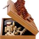 2 in 1 Magnetic Chess Set & Checkers Board Game, 15" Handmade Folding Chess Board, Portable Travel Chess Set, Beginner Chess Board Game for Adults & Kids (15 Inch) (Light Brown)