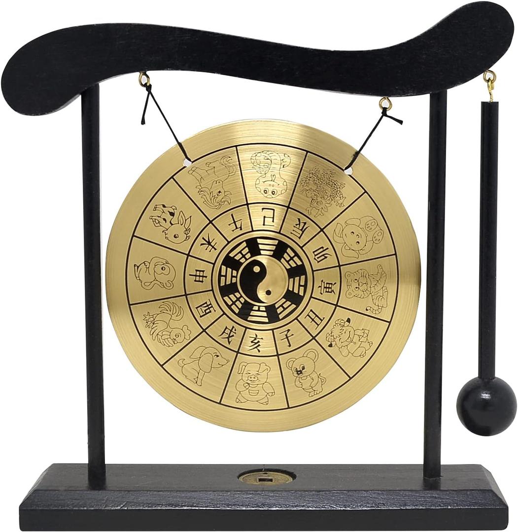 Fengshuibringluck Feng Shui Zen Brass 12 Zodiac Huangdao with Copper Desktop Zodiac Art Home Decoration Black FW1649 19*5*20cm/7.5*2*8inch