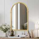 Gold Arch Wall Mirror - 24" x 36" Vintage Arched Vanity Mirrors for Bathroom Over Sink, Large Hanging Mantle Mirror w/Metal Frame for Bedroom, Dresser,Fireplace, Entryway, Washroom Wall Decor