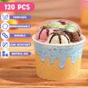 Jingmore 120 Pack 6 oz Ice Cream Paper Cups with Lids Disposable Ice Cream Bowls Paper Treat Dessert Cups 5 Colors Cake Snack Container for Hot or Cold Food Soup Yogurt Birthday Summer Party Supplies