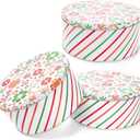 Yopay 3 Pack Metal Cookie Tins, Round Cookie Gift Tins for Storing Patisseries, Puff Pastries Craft Supplies, Baking Cake Container for Easter, Christmas and Year Round