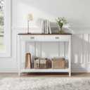 ChooChoo 47" Farmhouse Entryway Table with Drawer, White and Brown, 11.8"D x 47.2"W x 31.5"H