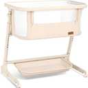 ANGELBLISS Electric Baby Bassinet Bedside Sleeper with Auto Rocking, Remote/Touch Control, 3 Timer Modes, 12 Sounds, 6 Heights, Storage & Wheels (Beige), Full